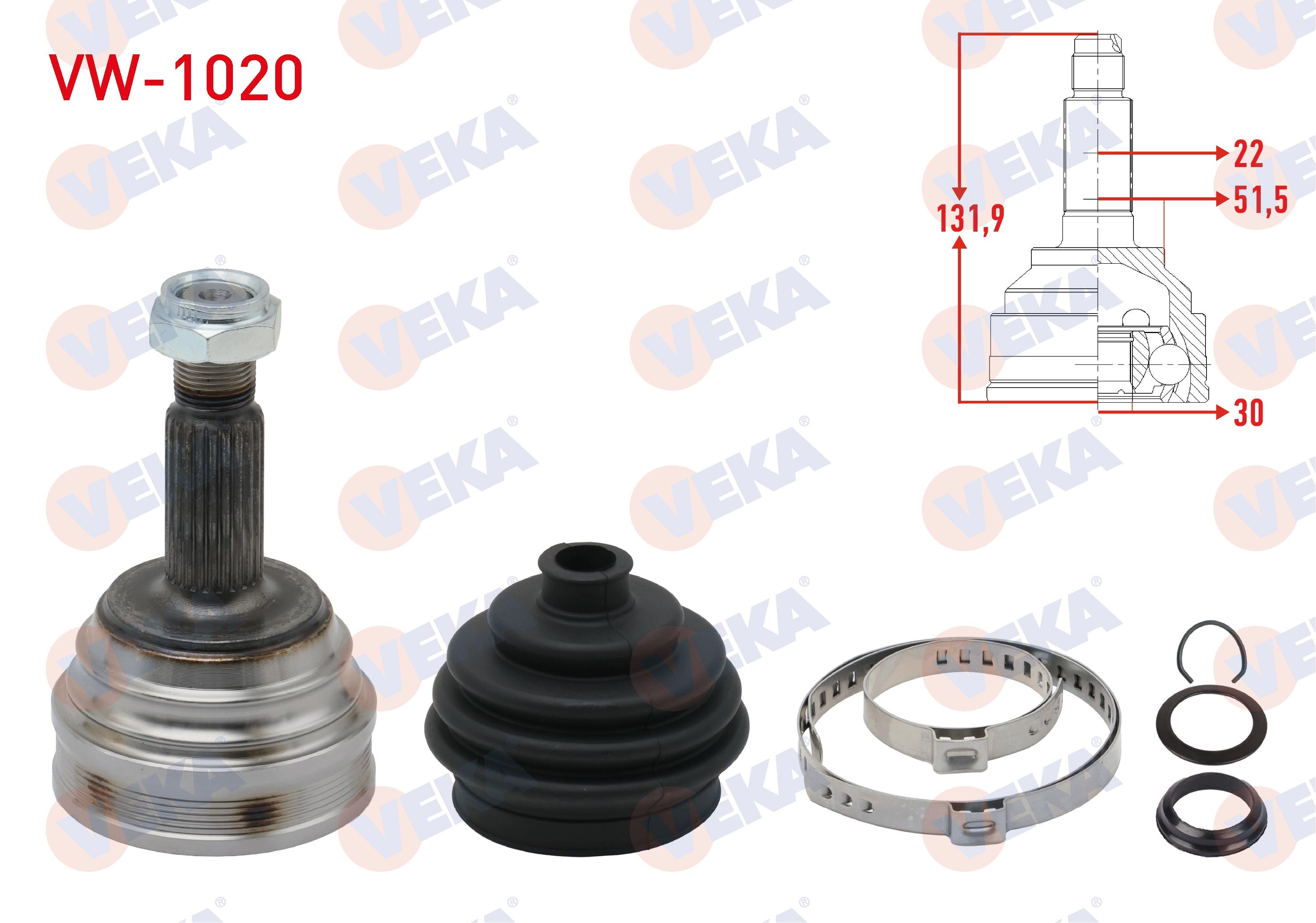 VOLKSWAGEN POLO (9N_) 1.4i 16v 22X30X51,5 UZUNLUK 131,9 mm 2001-2012