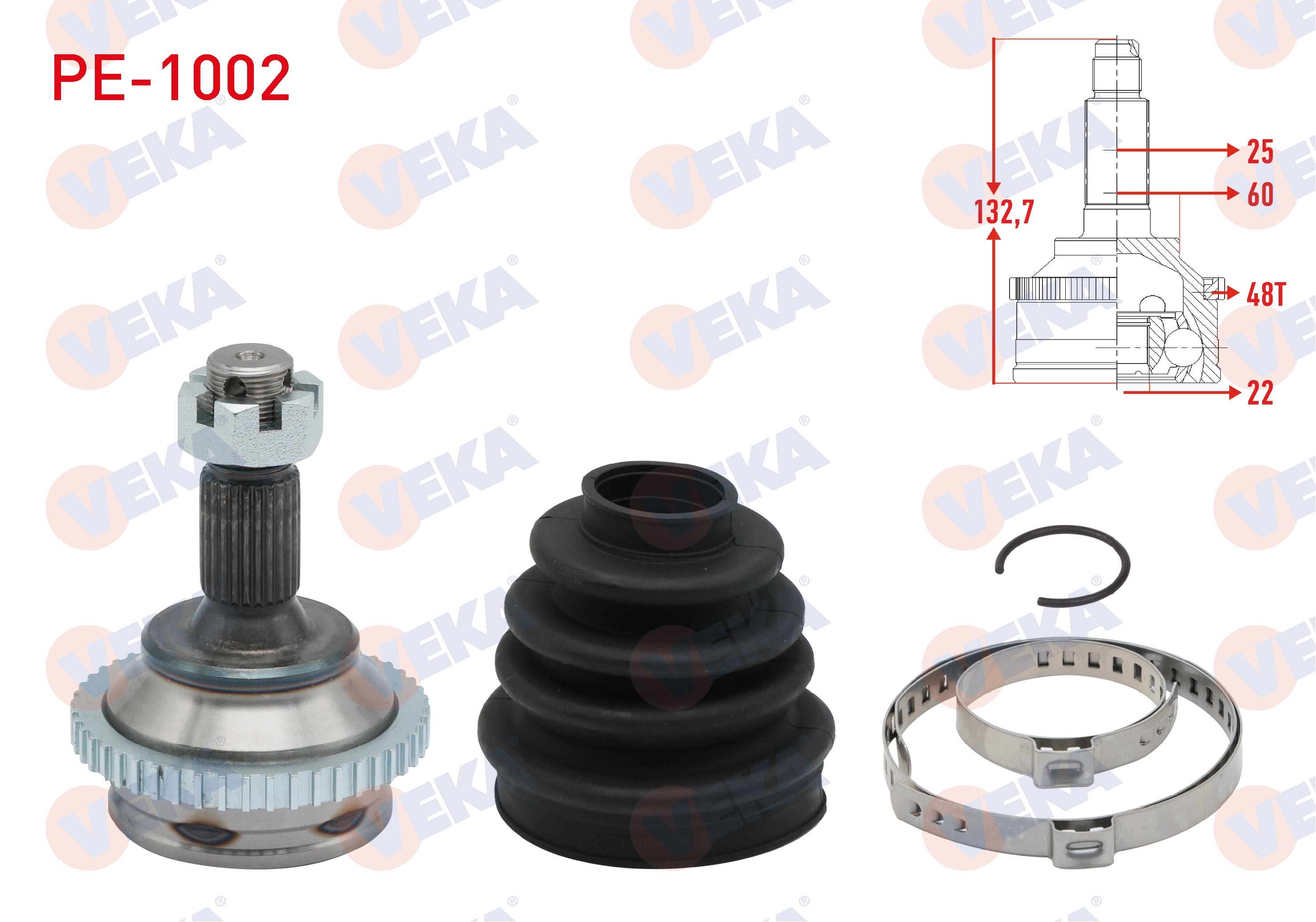 PEUGEOT 206 (2A/C) 1.4i 16v TU5J4 ABSLI 48 DIS 25X22X60 UZUNLUK 132,7 mm 1998-2006
