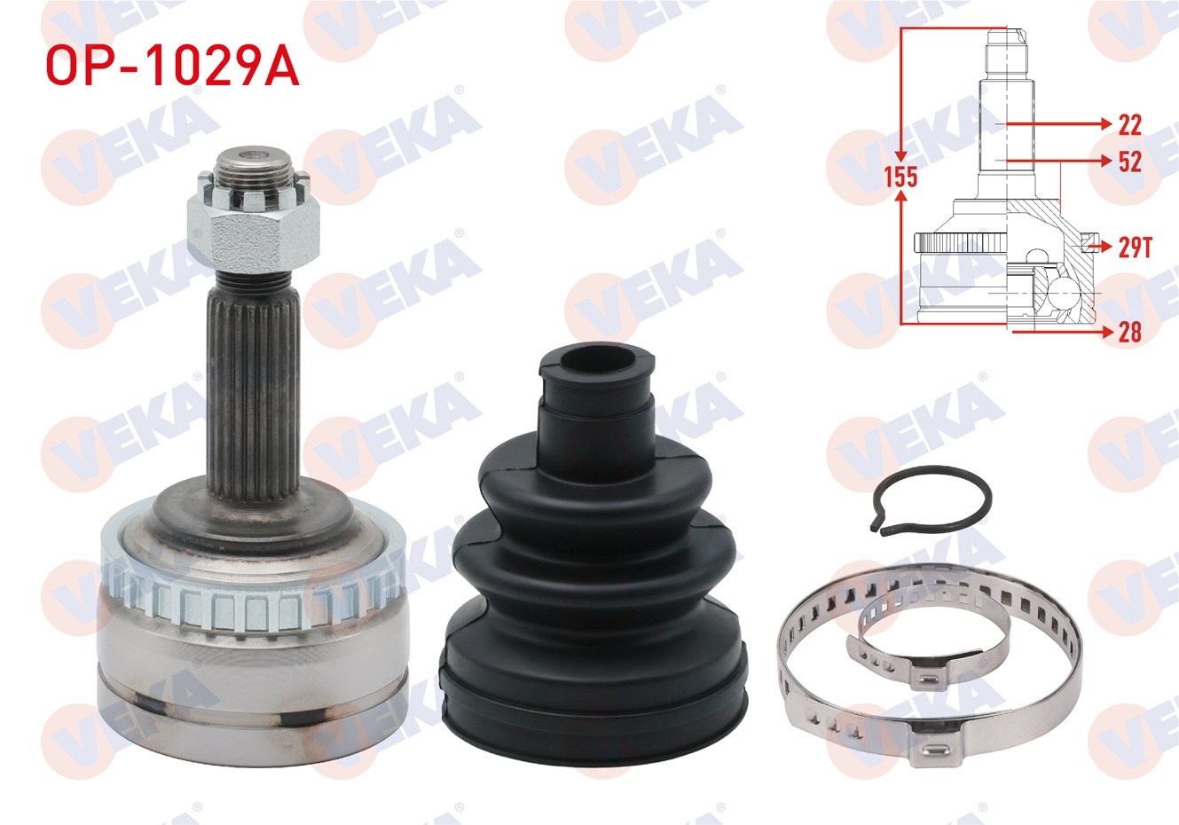 CORSA B 1.2i 16v INCE FREZE ABSLI 29 DIS 22X28X52 UZUNLUK 155,7 mm 1993-2000