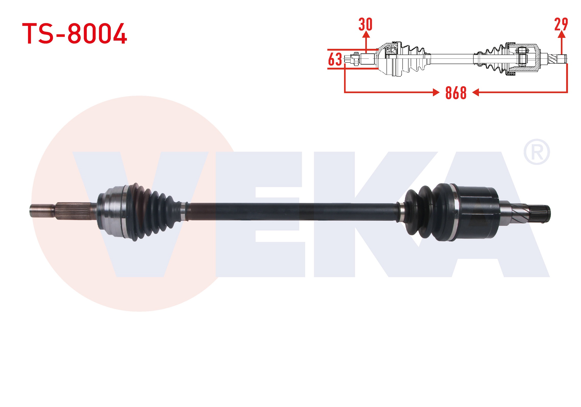 TESLA MODEL S 2012- / MODEL X 2012- KOMPLE AKS SOL-SAG ARKA UZUNLUK 868mm TESLA MODEL S 2012- / MODEL X 2012-