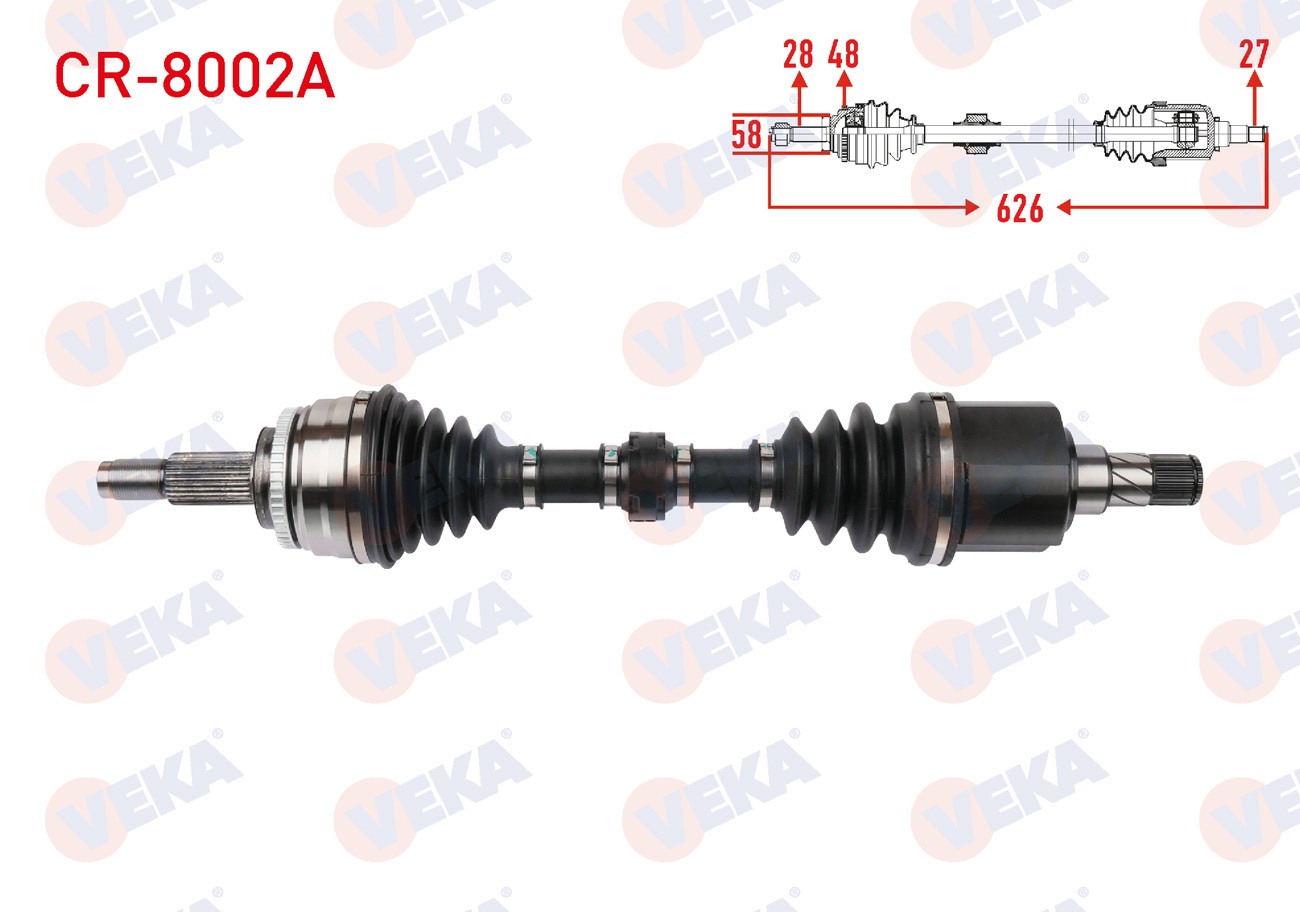 CHERY TIGGO 8 PRO 1.6 T-GDI KOMPLE AKS SOL ON ABSLI 48 DIS UZUNLUK 626mm CHERY TIGGO 8 PRO 1.6 T-GDI
