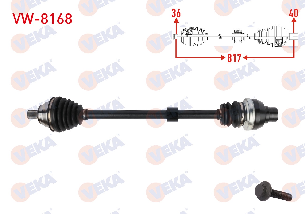 VOLKSWAGEN GOLF 2017-2020 / T-ROC 2019- / SKODA OCTAVIA 2017-2020 / 1.5 TSI KOMPLE AKS SAG ON UZUNLUK 817mm VOLKSWAGEN GOLF 2017-2020 / T-ROC 2019- / SKODA OCTAVIA 2017-2020 / 1.5 TSI