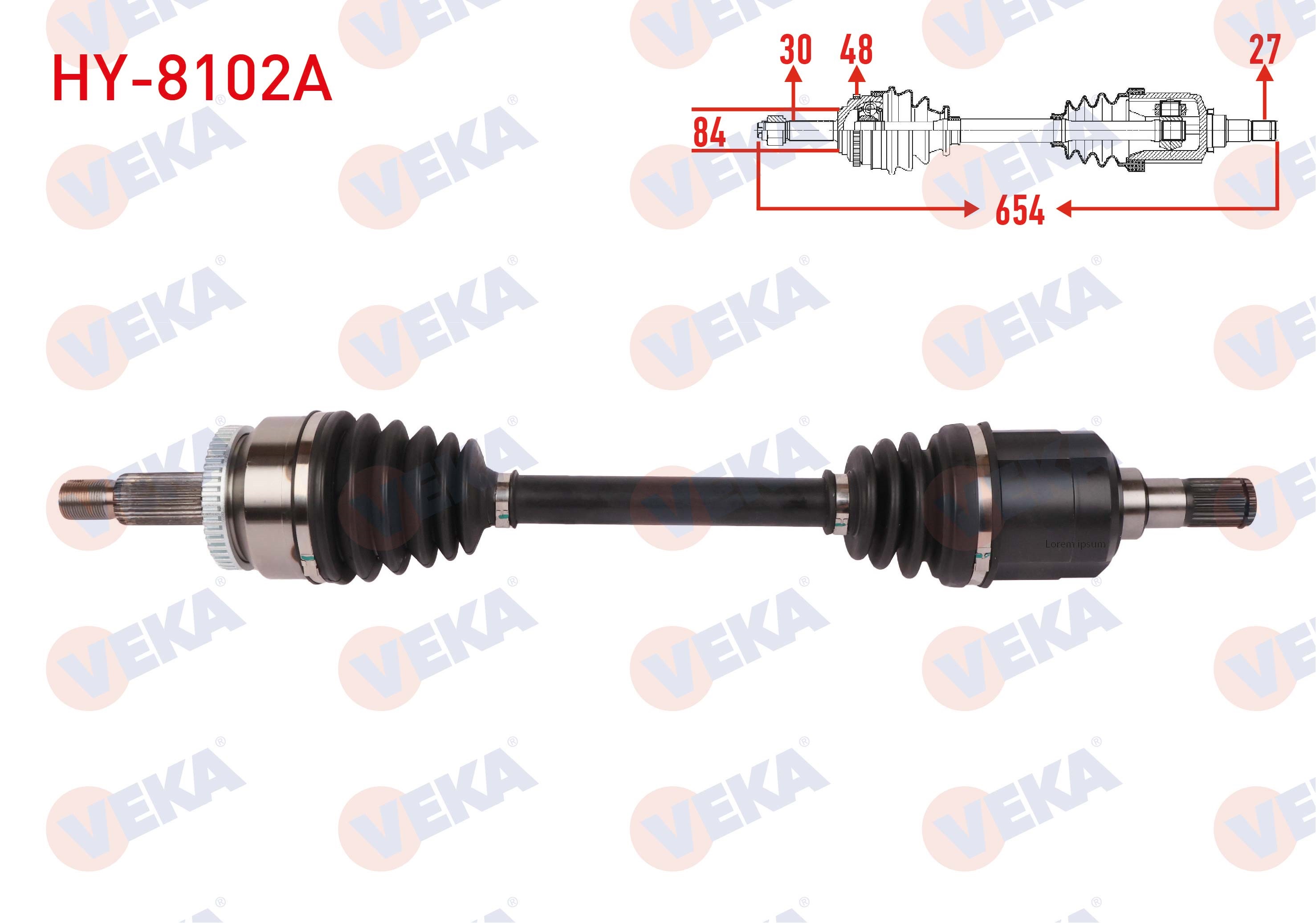 HYUNDAI TUCSON (TLE) 1.6 T-GDI 2015-2020 KOMPLE AKS SOL ON ABSLI 48 DIS UZUNLUK 654mm HYUNDAI TUCSON (TLE) 1.6 T-GDI 2015-2020