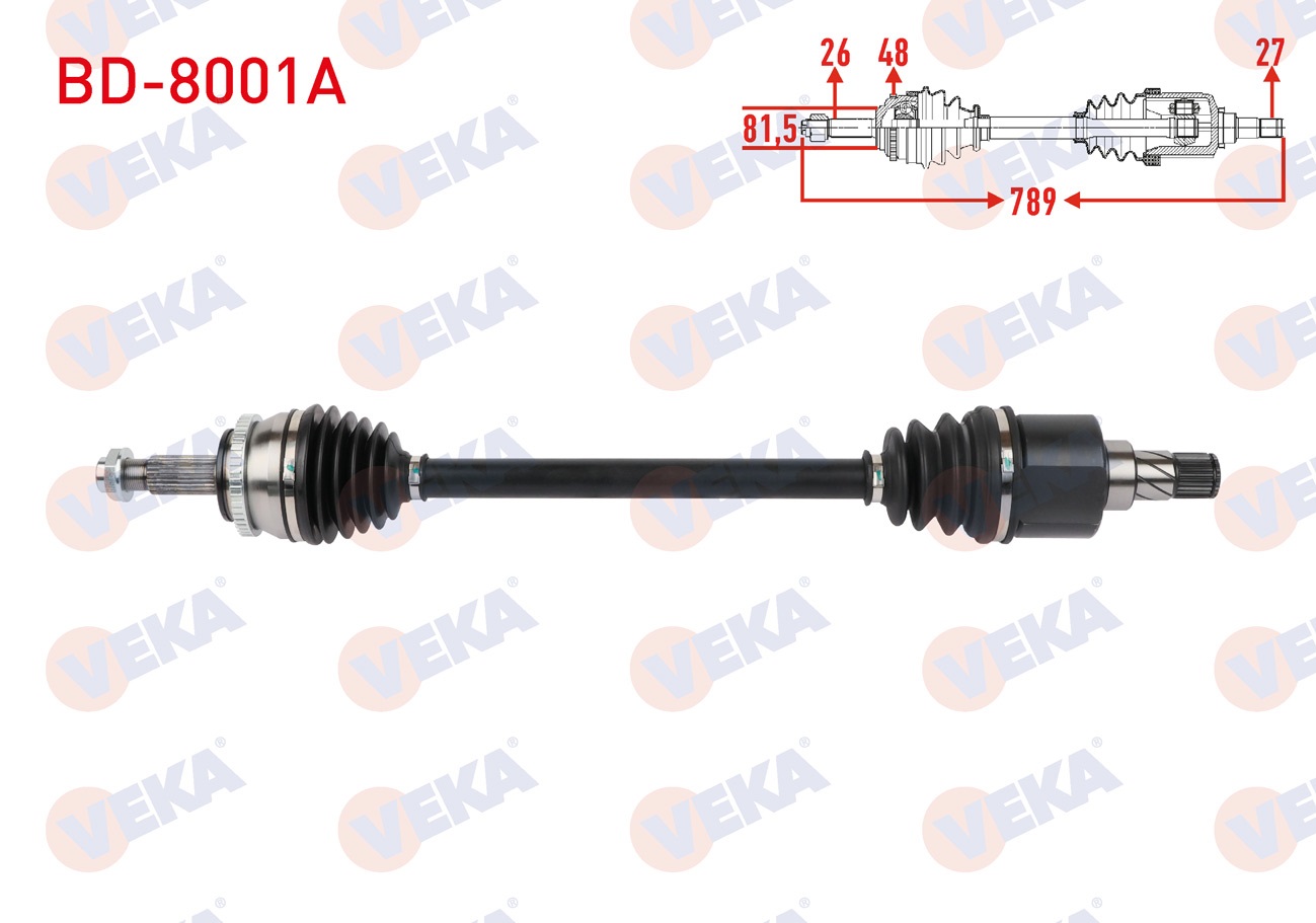 BYD DOLPHIN 2021- KOMPLE AKS SOL-SAG ON UZUNLUK 789mm ABSLI 48 DIS BYD DOLPHIN 2021-