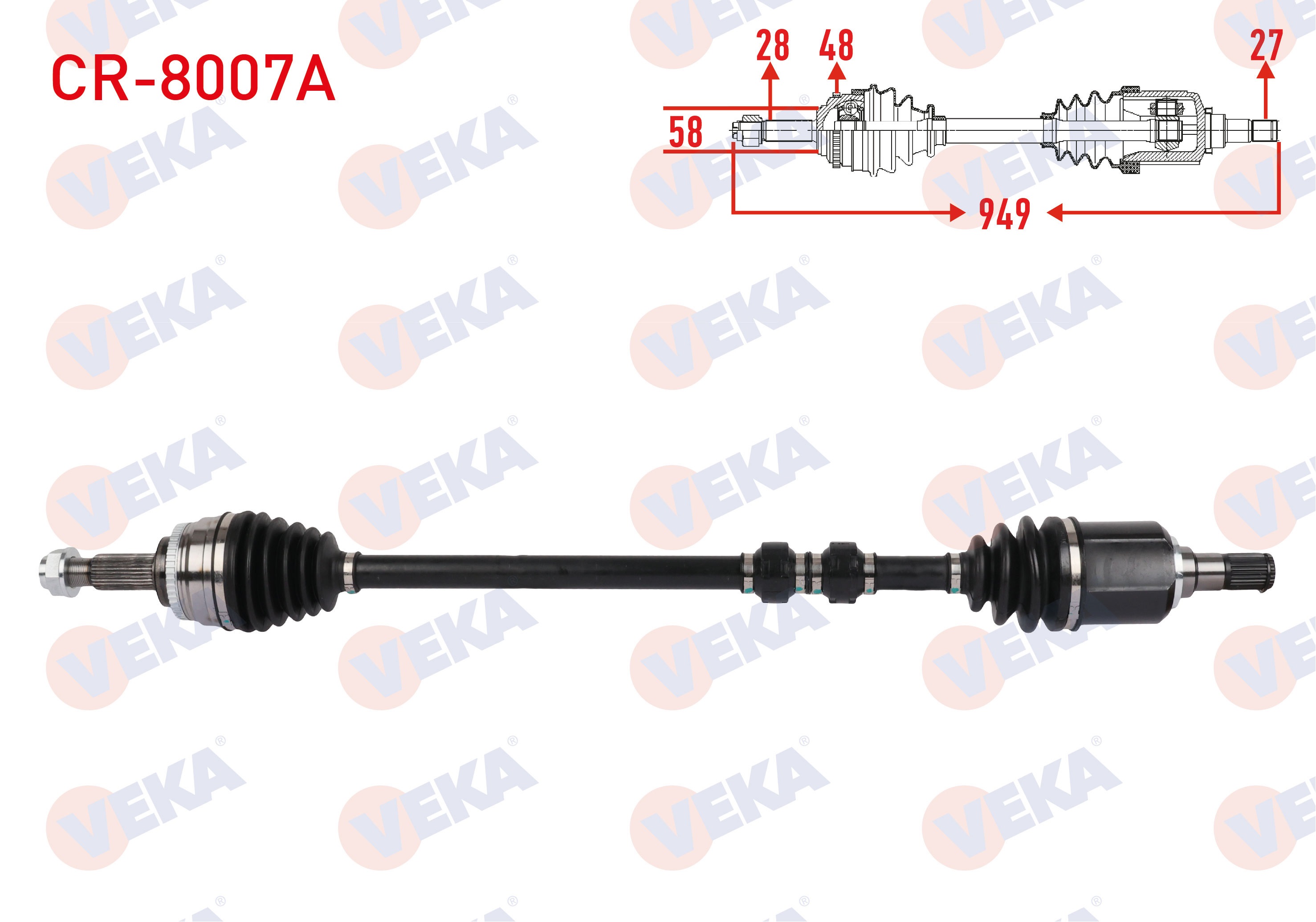 CHERY OMODA 5 2WD CVT KOMPLE AKS ON SAG UZUNLUK 949mm ABSLI 48 DIS CHERY OMODA 5 2WD CVT