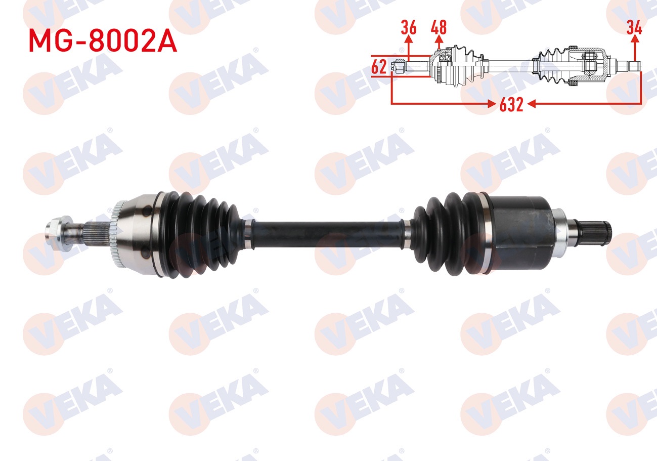 MG HS 2022-KOMPLE AKS SOL ON UZUNLUK 632mm ABSLI 48 DIS MG HS 2022-