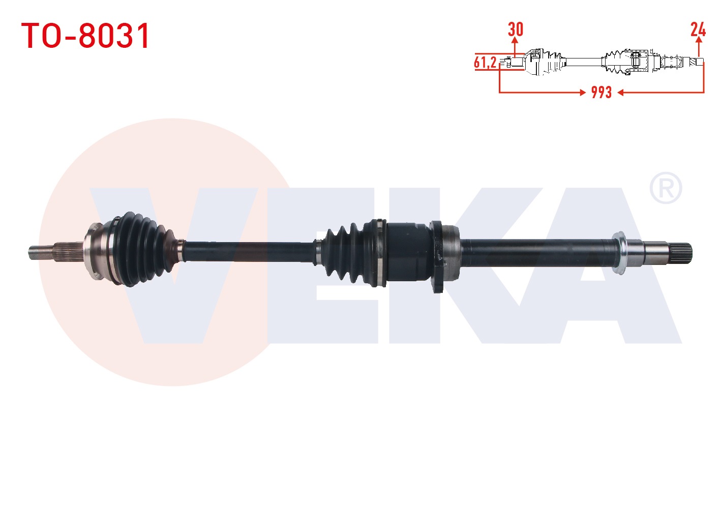TOYOTA VERSO (R2) 2.0 D-4D M-T 2009-	KOMPLE AKS SAG ON UZUNLUK 993mm TOYOTA VERSO (R2) 2.0 D-4D M-T 2009-