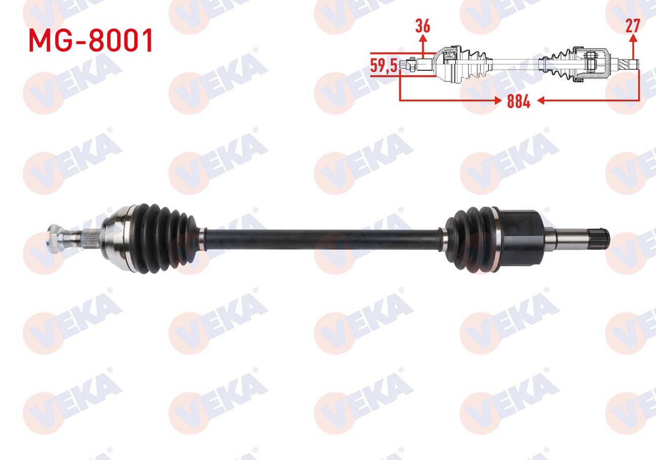 MG ZS 2021-KOMPLE AKS SAG ON UZUNLUK 884mm MG ZS 2021-