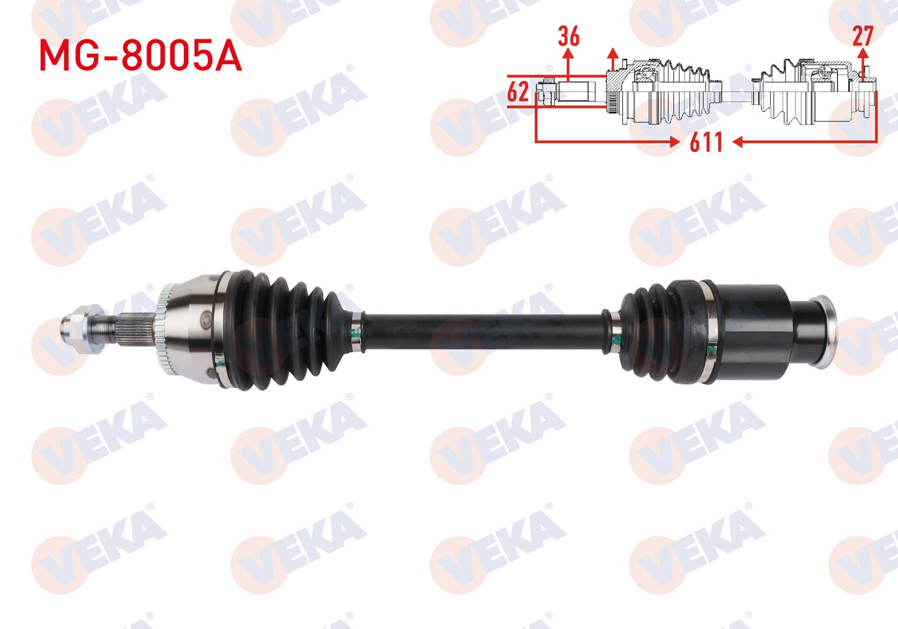 MG HS-2022-KOMPLE AKS SAG ON UZUNLUK 611mm ABSLI 48 DIS MG HS-2022-