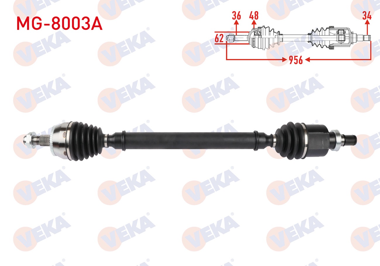 MG HS 2022-KOMPLE AKS SAG ON UZUNLUK 956mm ABSLI 48 DIS MG HS 2022-