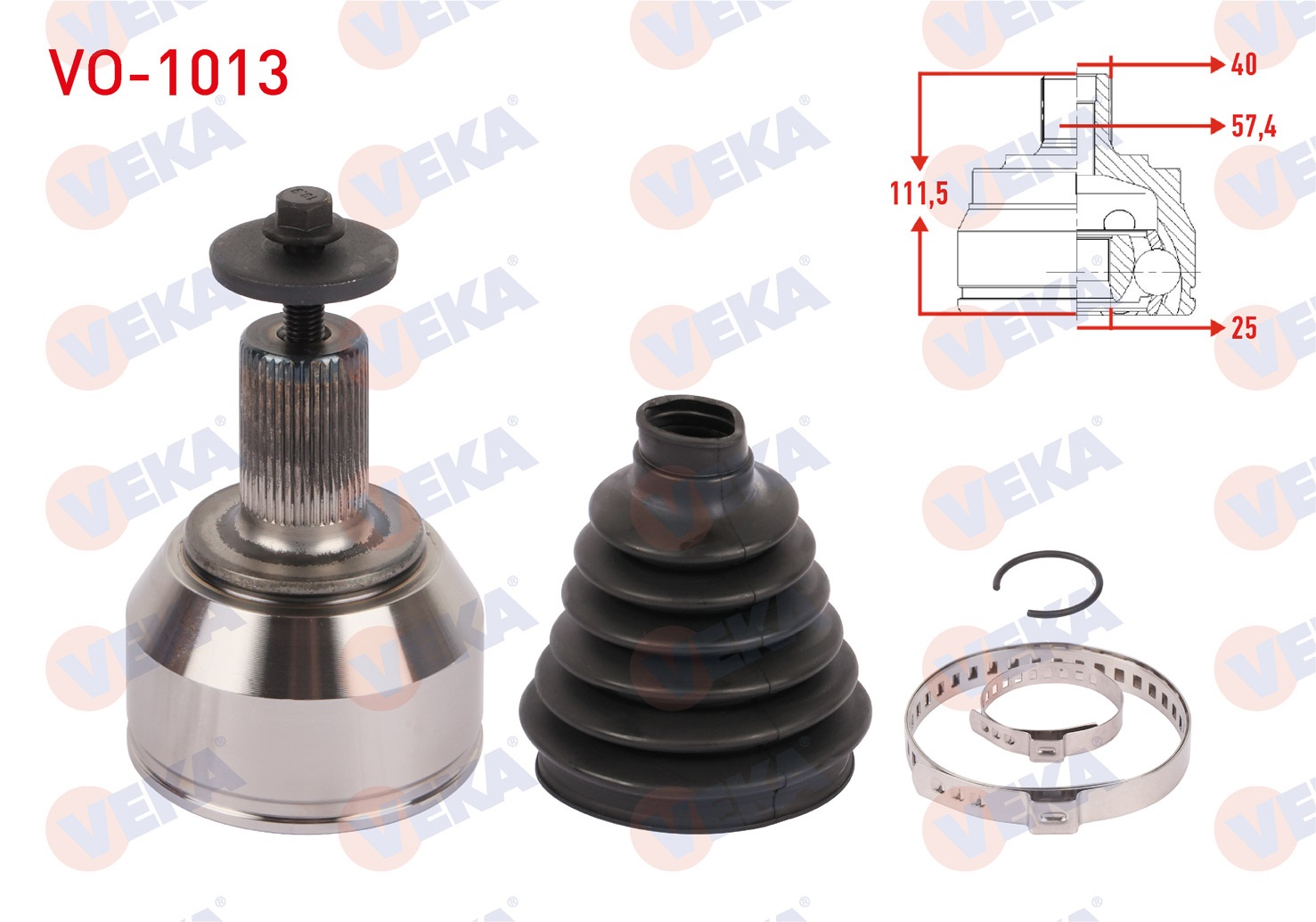 VOLVO S60 II / V60 I / V70 III D2 A-T 2015- AKS KAFASI SOL-SAG ON DIS UZUNLUK 111,5mm