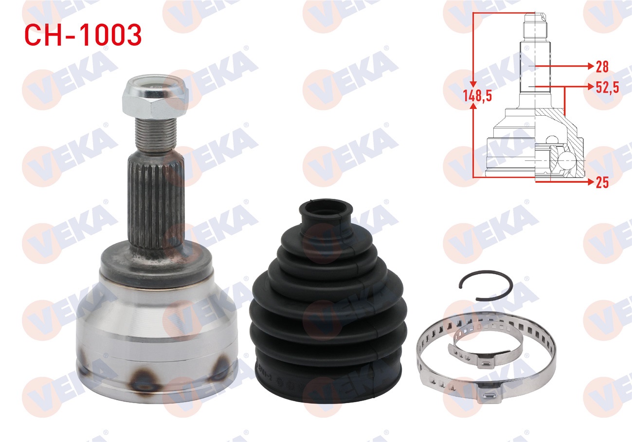 CHEVROLET AVEO (T300) 1.4 16v 25X28X52,50 UZUNLUK 148,50mm 2011-2014 AKS KAFASI SOL-SAG ON DIS