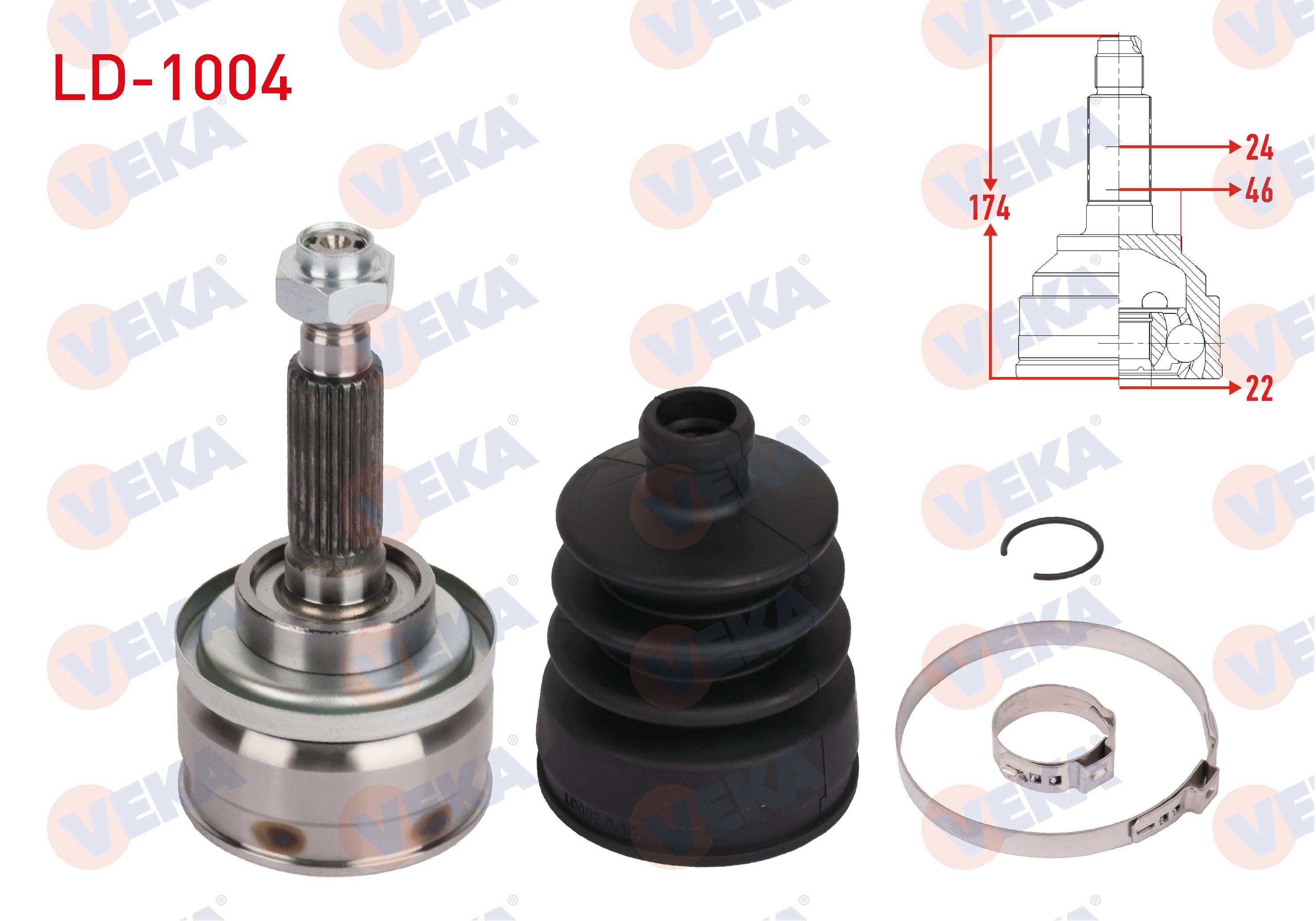 LADA NIVA 1.7 (YENI MODEL) 2000-2015 AKS KAFASI SOL-SAG ON DIS 24X22X46 UZUNLUK 174mm